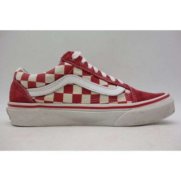 Vans Off The Wall Red Checkered Leather Lace Up Sneakers Shoes Women's 5 - Picture 6 of 10